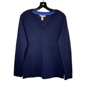 Banana Republic Extrafine Merino Wool V Neck Sweater Womens M Long Sleeve